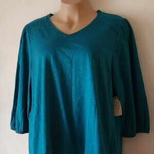 St. John's Bay top sz 2X teal NWT